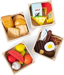 Melissa & Doug Food Groups - 21 Hand-Painted Wooden Pieces and 4 Crates