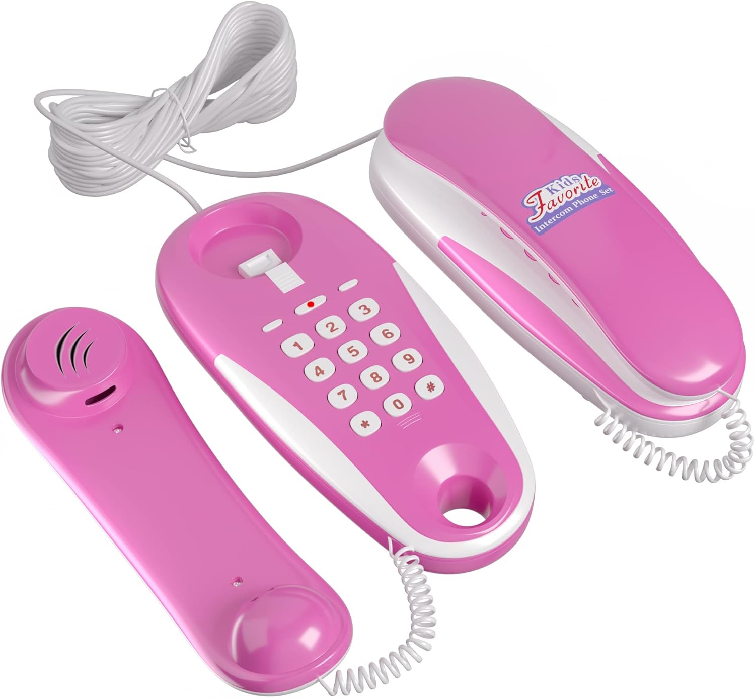 Kids Play Phone, Intercom Toy with Real Ring Sounds, Pretend Play Telephone, 23 ft Ultra-Long Phone Line with Kids to Chatting and Learning, Toddler Develop Communication Skill Toys, Kids Gift