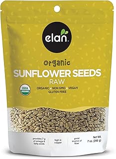 Elan Organic Raw Sunflower Seeds, 7.1 oz, Unsalted Kernels, Shelled Seeds, No Shell, Non-GMO, Vegan, Gluten-Free, Kosher, All Natural Snacks & Toppings
