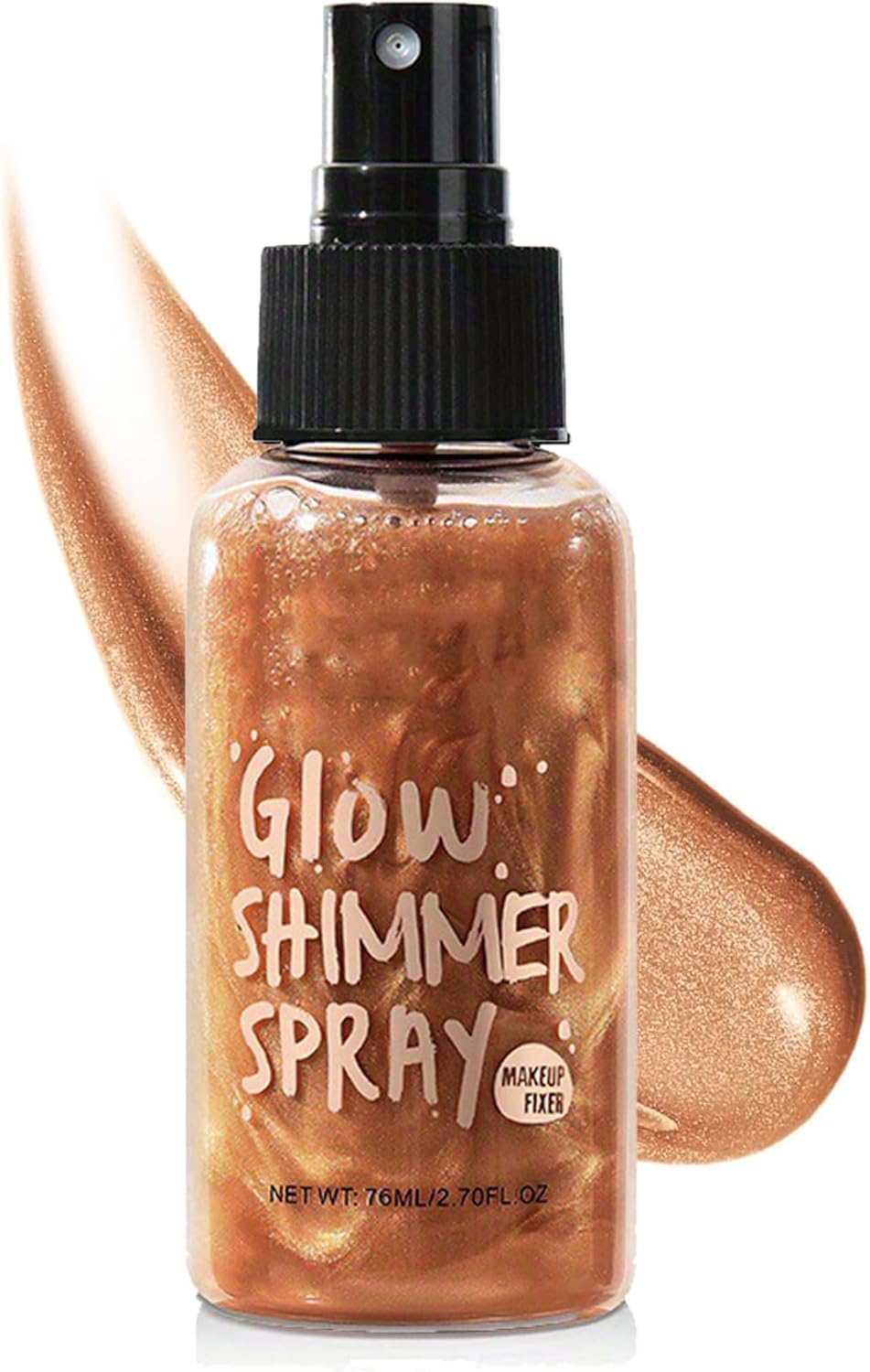 Body Shimmer Oil, Face & Body Glow Illuminator, Body Luminizer Liquid Highlighter Spray, Waterproof Shimmer Lotion for Women，Lightweight Body Highlighter (Bronze Gold)