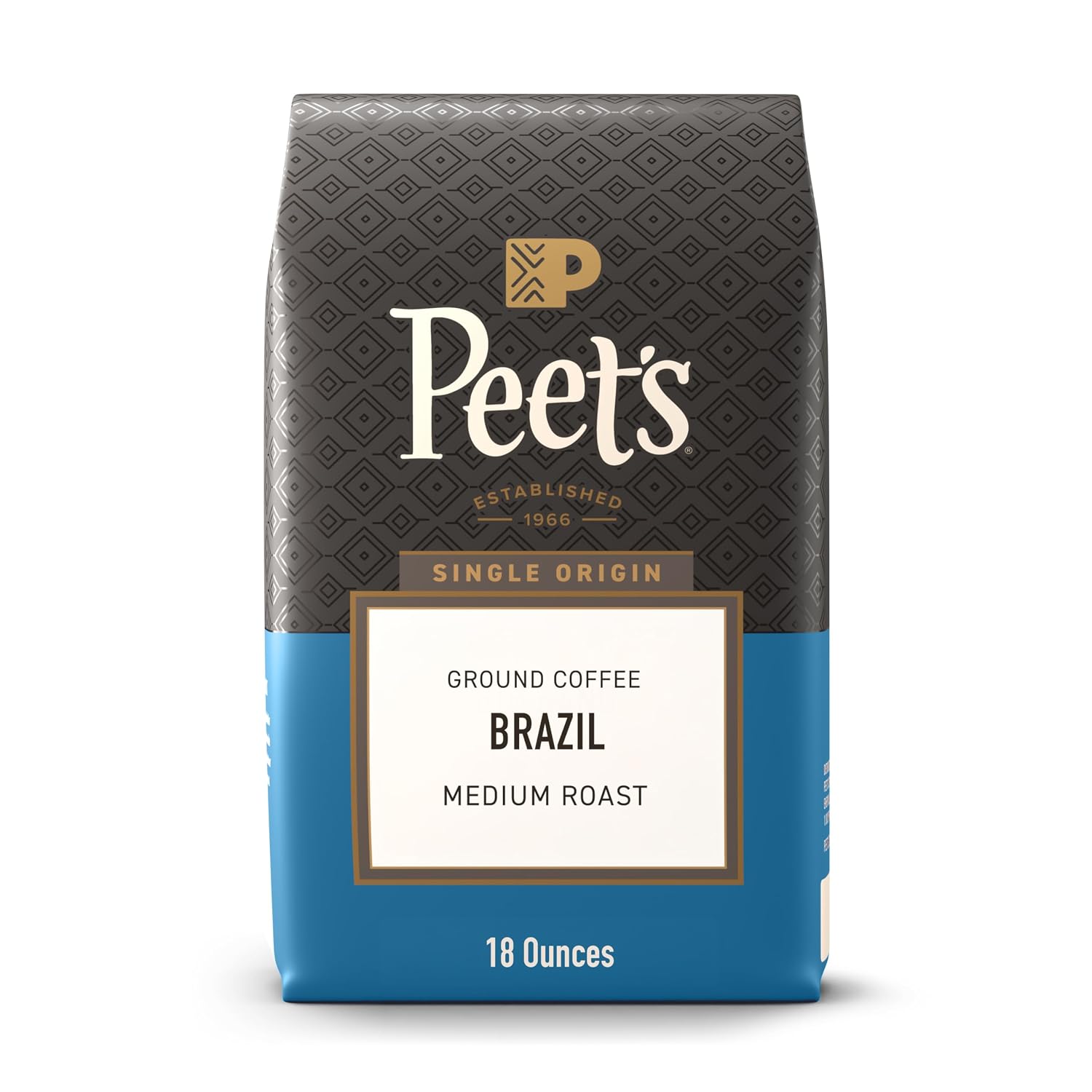 Peet's Coffee Ground Coffee Medium Roast, Single Origin Brazil, 18 Ounces