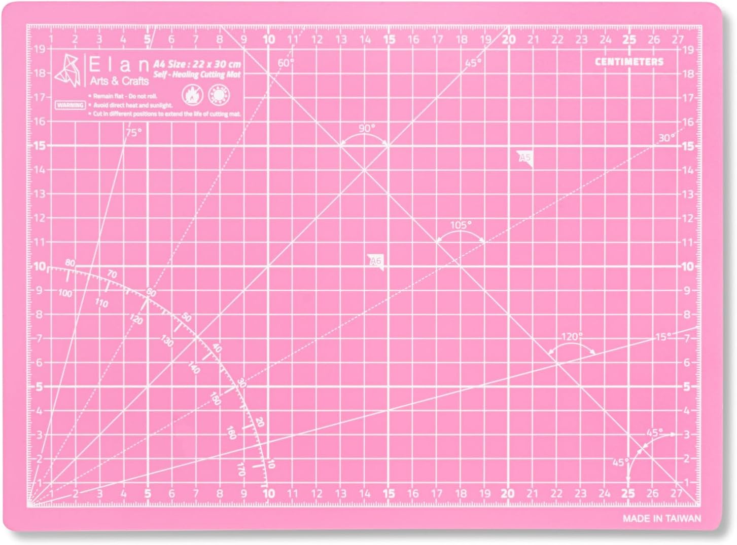 Elan A4 Cutting Mat Pink and Purple, 5-Ply Hobby Board for Crafts 30X22 CM, Self Healing Cutting Mat A4, Recycled PVC Craft Board for Sewing