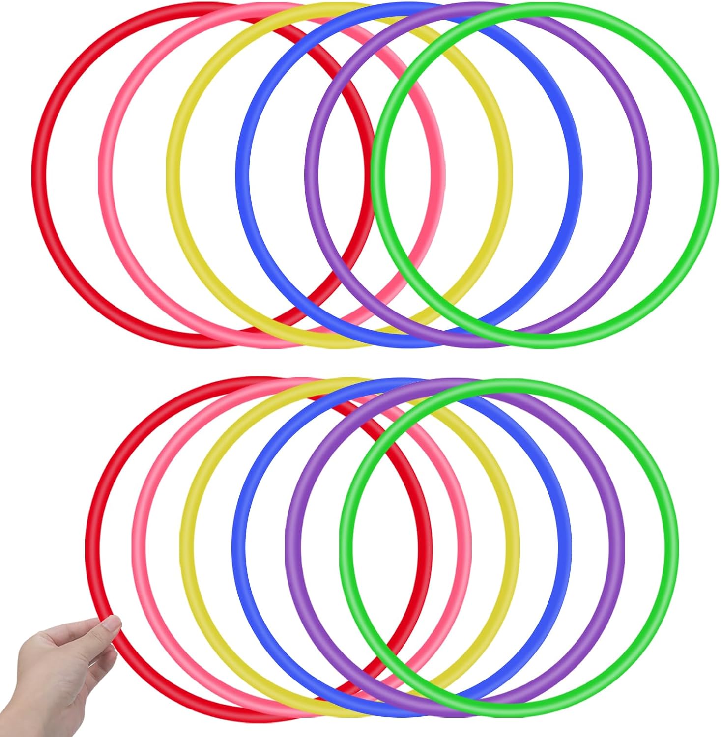 OOTSR Plastic Toss Rings Toys, 12Pcs Throwing Rings for Kids, Ring Toss Game Carnival Rings Toss for Indoor Outdoor Sport Games, Family Party Supplies for Games