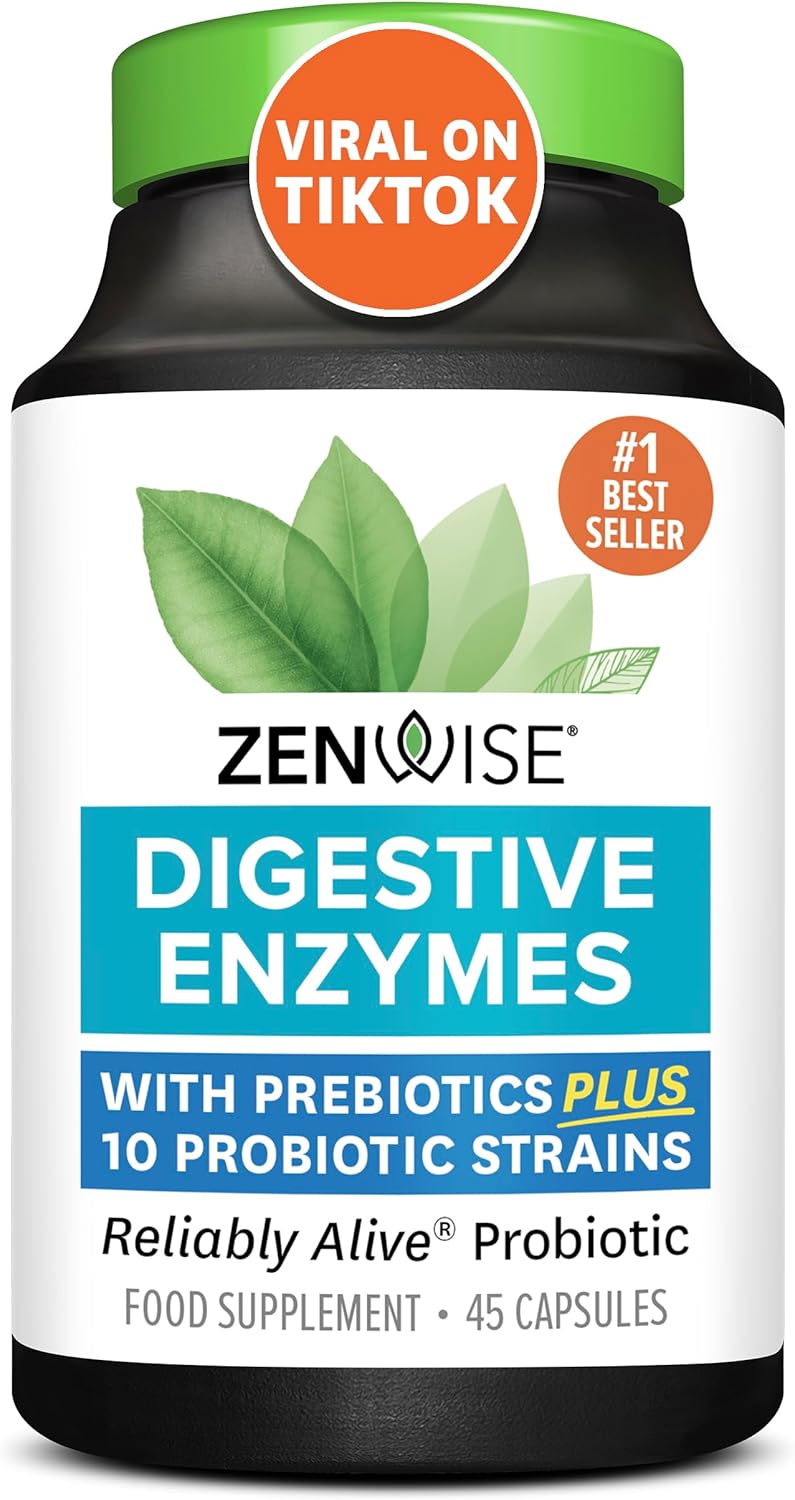 Zenwise Health Probiotic Digestive Multi Enzymes, Probiotics for Digestive Health, Prebiotics and Probiotics for Digestion - 45 Count
