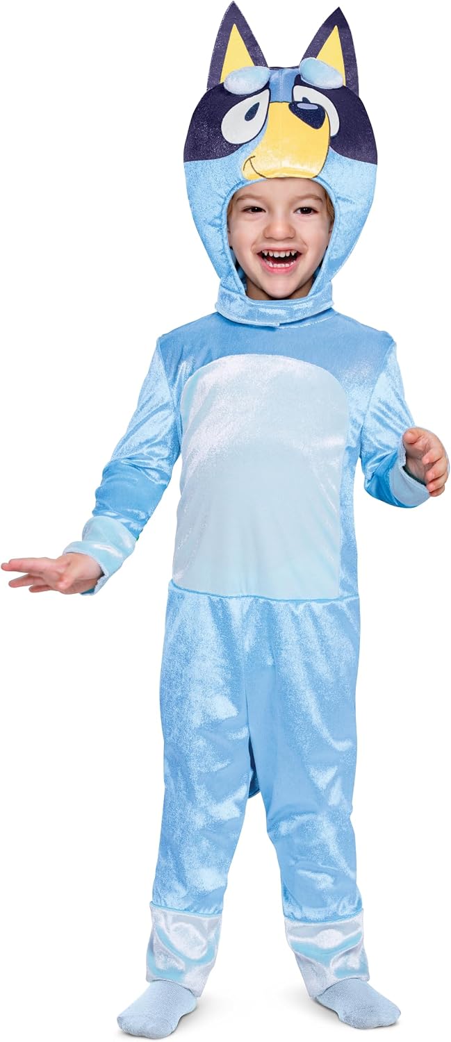Bluey Costume for Kids, Official Bluey Character Outfit with Jumpsuit and Headpiece for Toddlers