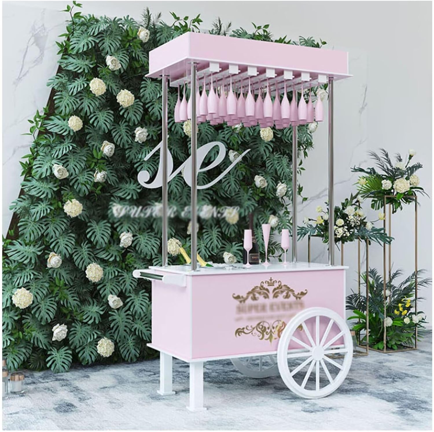 Candy Cart with Shelf and Wheels, 6.56ft Tall Dessert Cart, Sugar and Sweet Cart for Parties, Weddings, Birthdays, Baby Showers and Any Special Events
