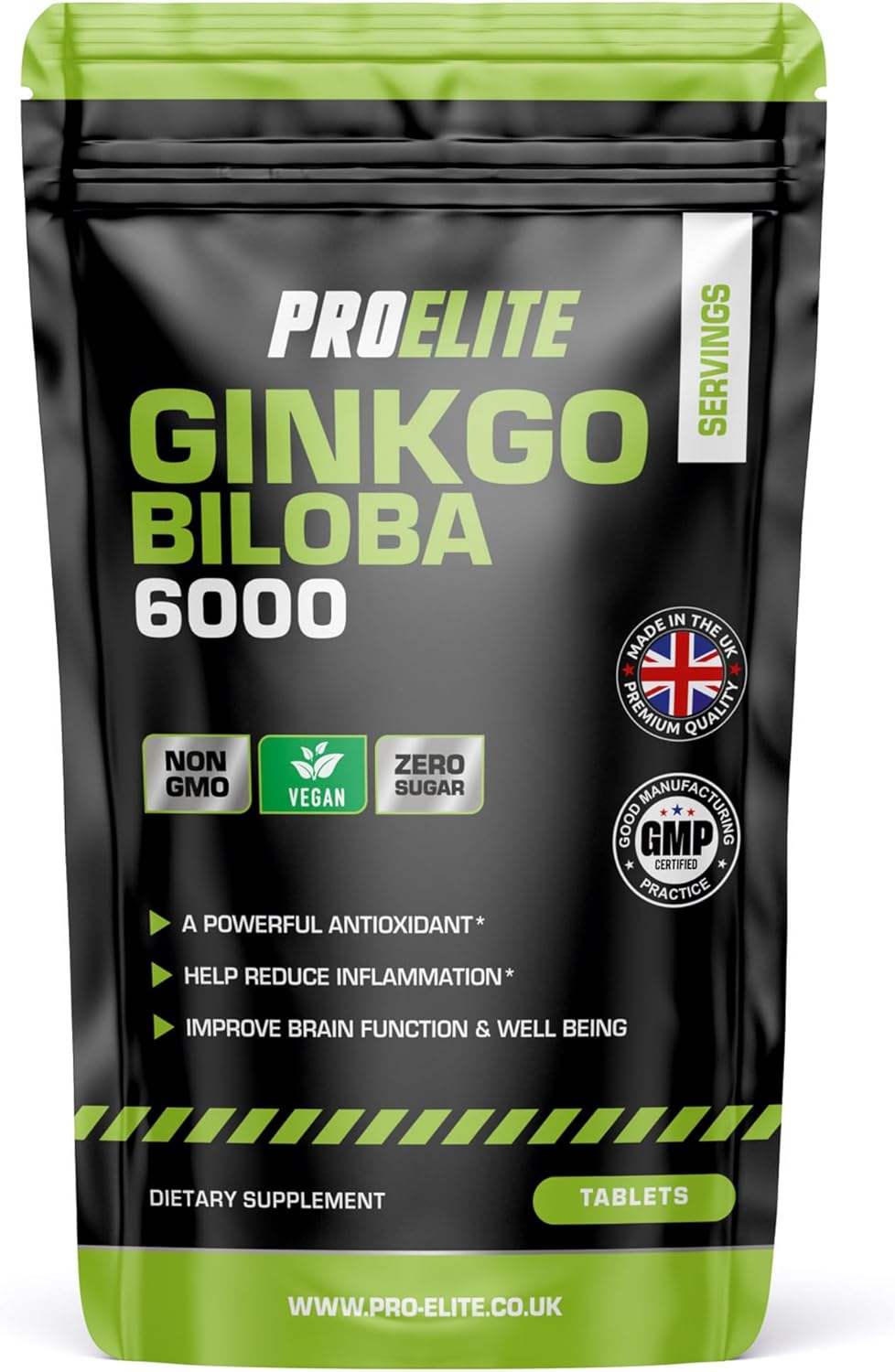 Ginkgo Biloba 6000mg - High Strength Vegan Ginkgo Biloba Leaf Extract 180 Tablets 50:1 Extract ? Gluten Free, GMO Free - Made in UK by PROELITE