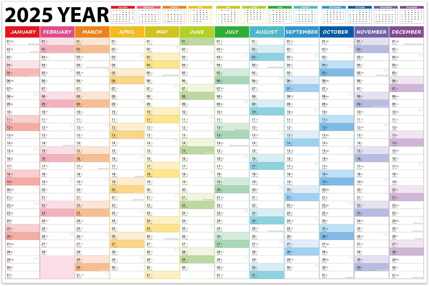 FindFunFine Large Wall Planner 2025-2026 Year Planner Office, University, School, Academic,24 Monthly Wall Poster Teacher Folded