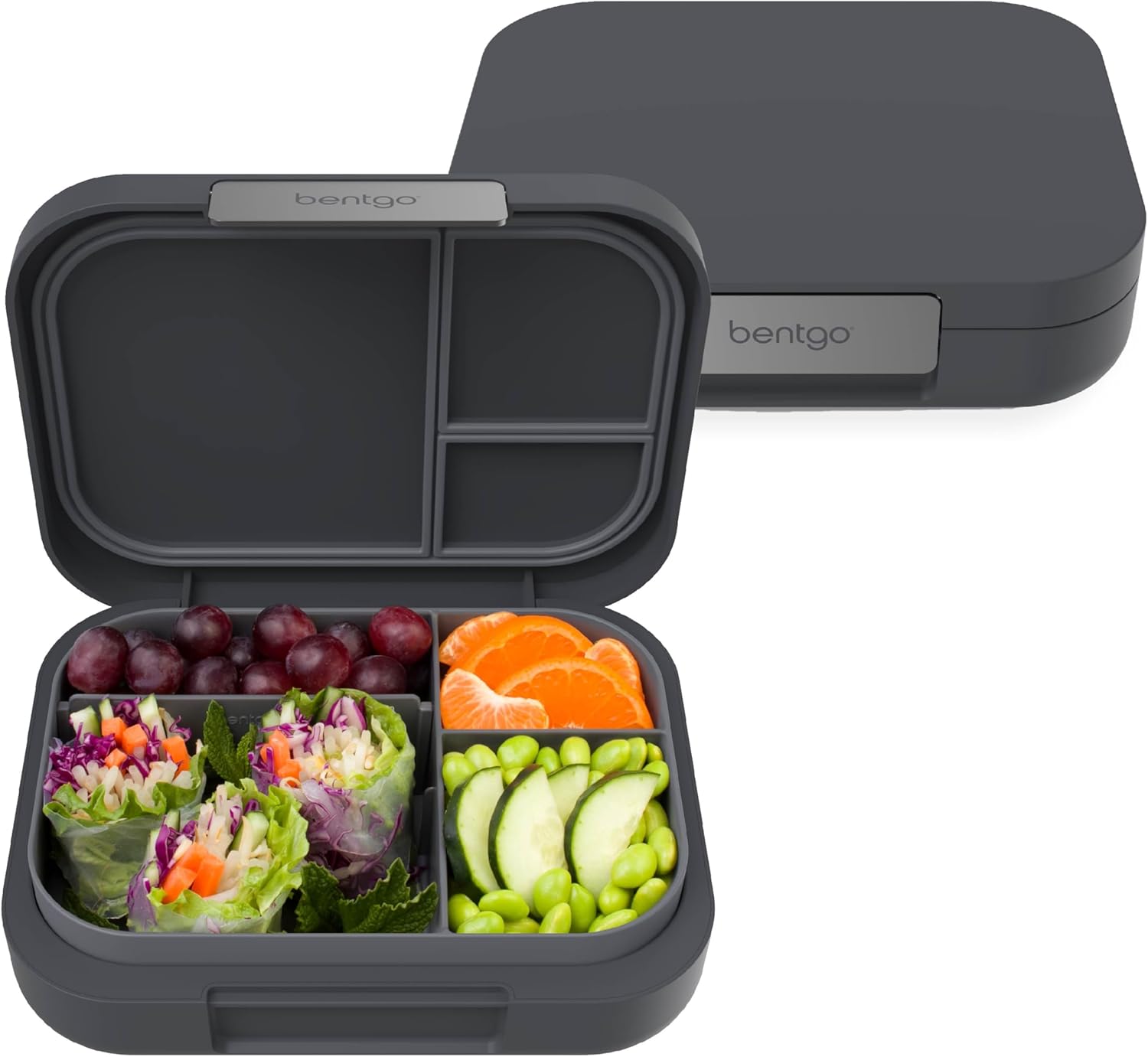 Bentgo Modern - Adult & Teen Bento Lunch Box; 3-4 Compartments, Leak-Resistant, 5.5 Cup Capacity/44 fl oz, Improved Locking Clips, Reusable, BPA-Free, Dishwasher/Microwave Safe Tray (Dark Gray)