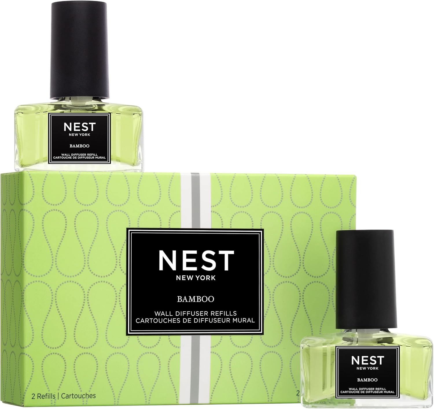 NEST New York Wall Diffuser Refill Vials, Bamboo - Set of 2 - Up to 60 Days of Continuous Scent - Cruelty Free, Vegan - Made in USA