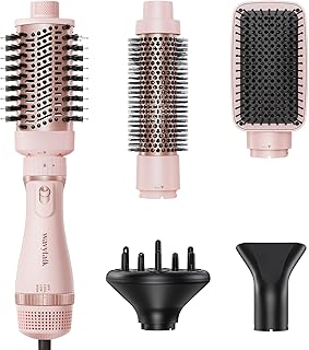 Blow Dryer Brush Set, Wavytalk Air Sculpt 5-in-1 Hot Air Brush Set | Multi Hair Styler for Salon Blowouts, Volumizing, and Straightening, Sleek Frizz-Free for Every Hair Type, Pink