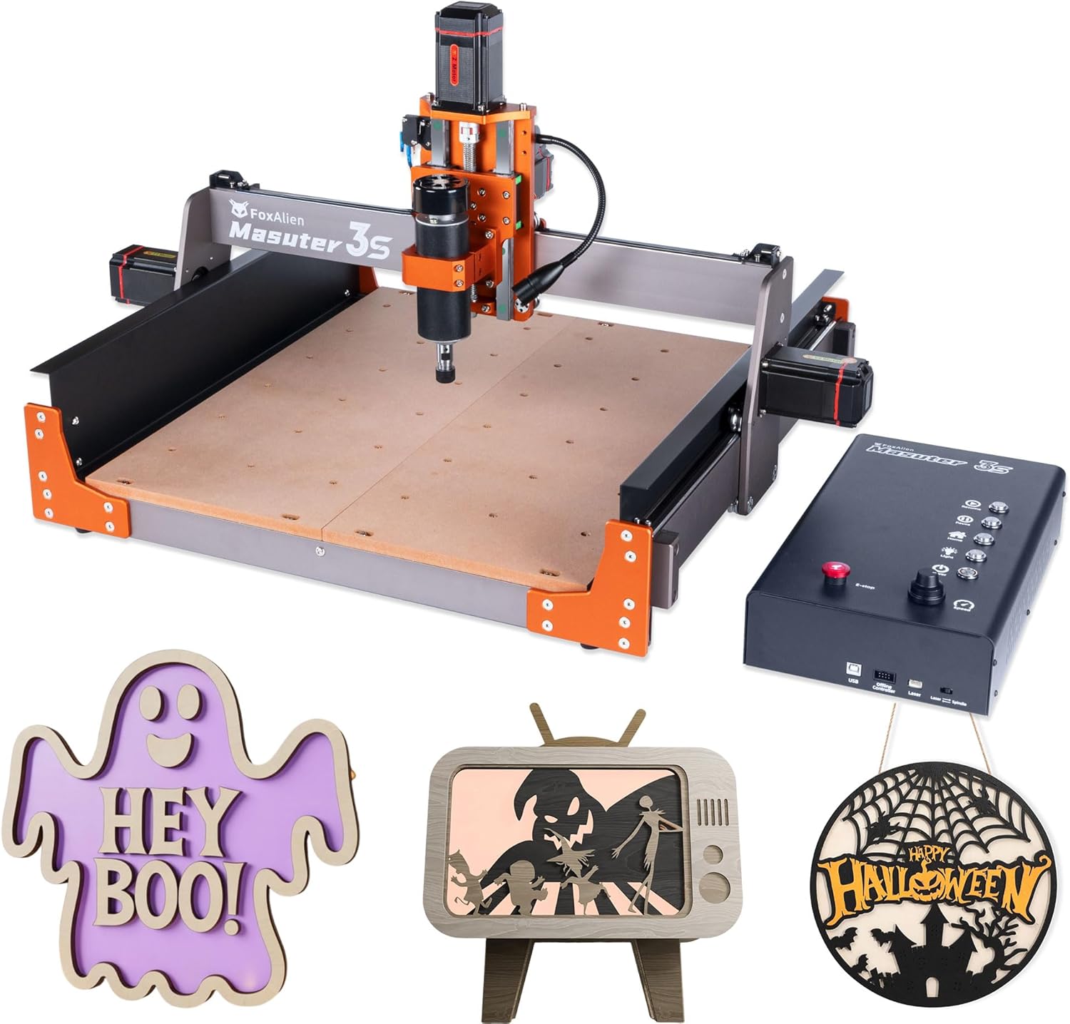 FoxAlien Masuter 3S CNC Router Machine with NEMA 23 Closed-Loop Stepper Motor, 400W Spindle 3 Axis Engraving Milling Machine for Wood Acrylic Aluminum Carving Cutting