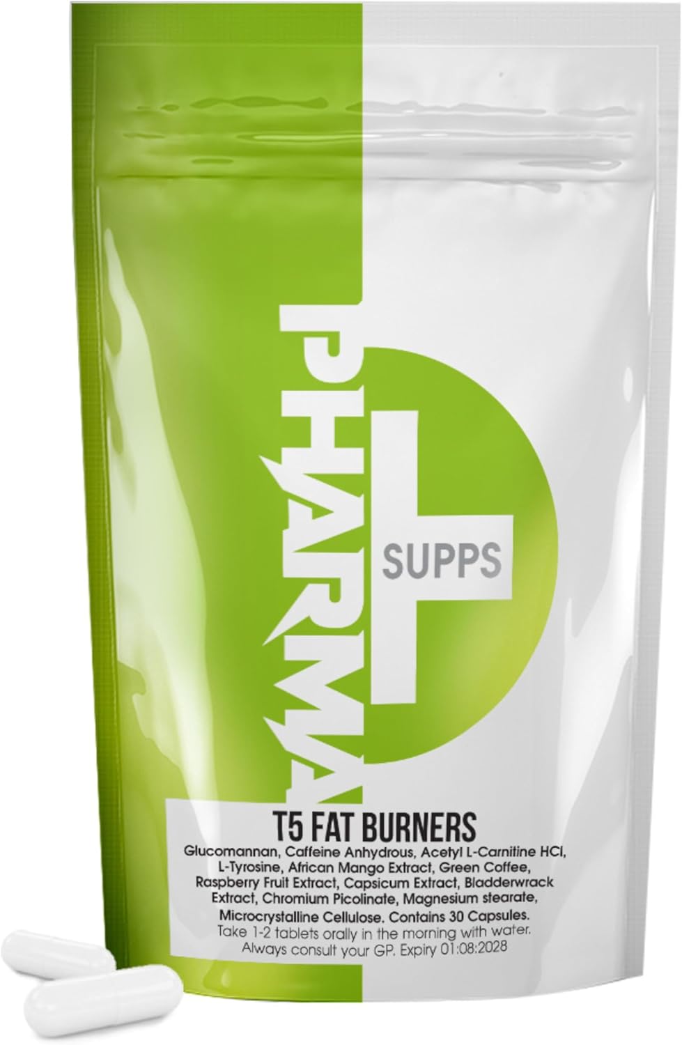 Pharma T5 Extreme Fat Burners - Fat Loss Max Strength Tablets for Women and Men - Lose Belly Weight Fast 30 Capsules, Caffeine, L-Carnitine, Green Tea & Capsicum for Energy & Metabolism Boost