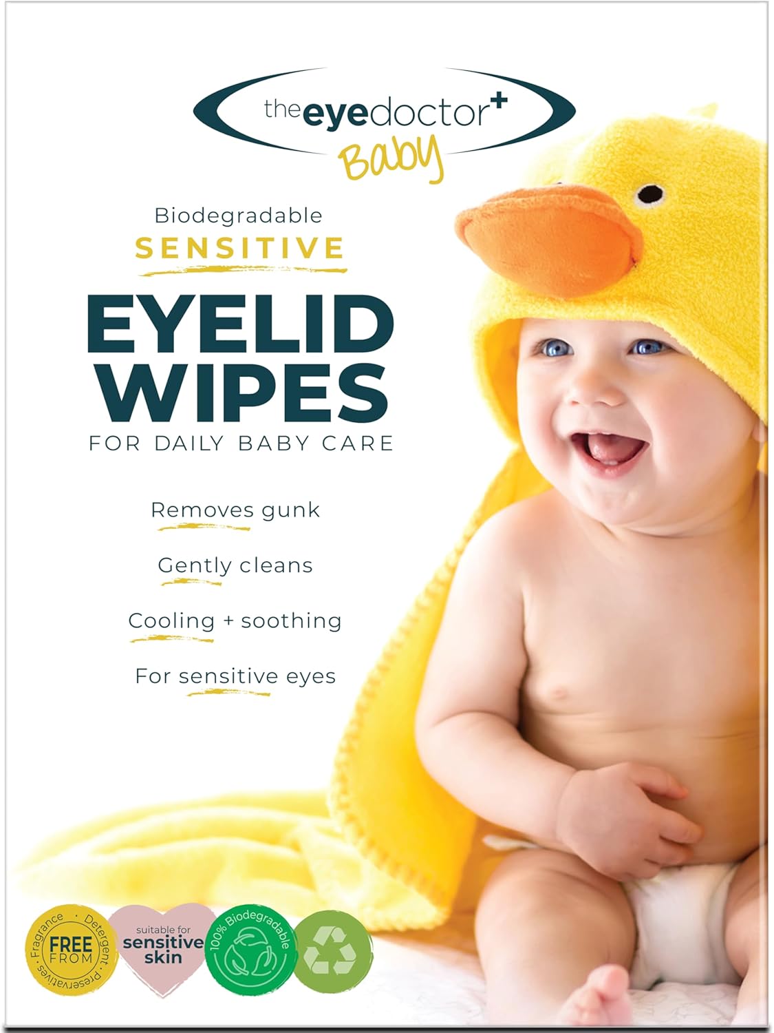 The Eye Doctor Sensitive Baby Eyelid Wipes - 20x Safe Sterile Eye Wipes for Gentle Daily Baby Care - Preservative, Detergent & Fragrance Free - Individually Wrapped