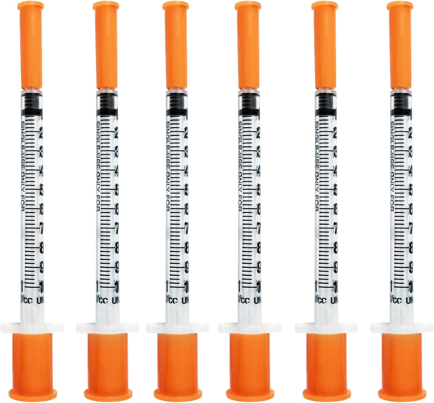 Shudyear 50 Pack 1ml 0.3x13mm Syringe 30G, Plastic Multiple Uses Measuring Tools, 1ml Syringes With Cap, dispensing measuring tool, laboratory accessories, individually sealed packaging (50)