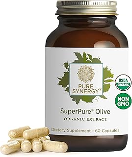 PURE SYNERGY SuperPure Olive Extract | Olive Leaf Extract Capsules | Organic Olive Leaf Supplement with Olive Oil Polyphenols | for Heart, Brain, and Immune Health (60 Capsules)