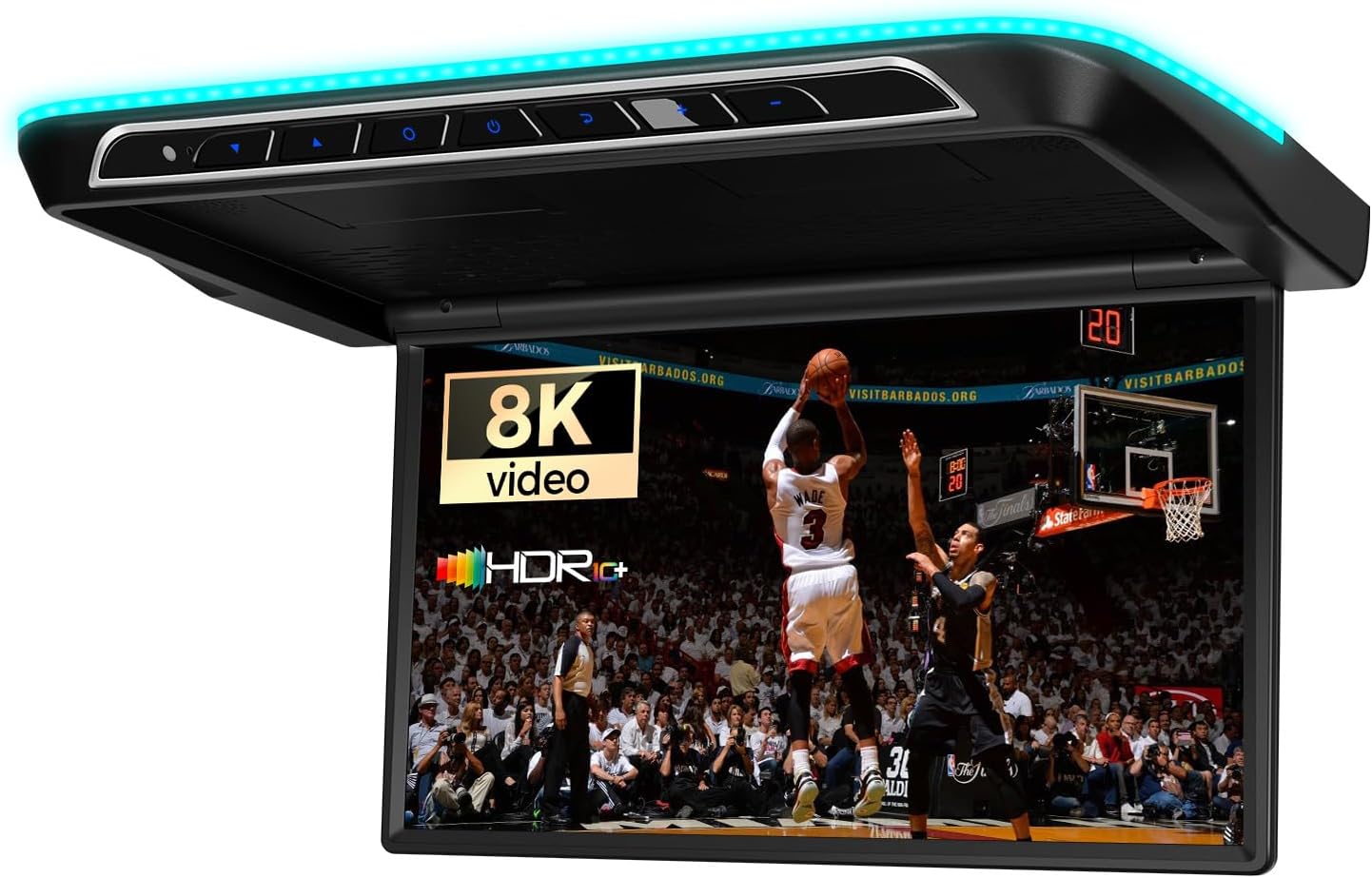 XTRONS 17.3 Inch Motorized Car Overhead Player, 8K FHD IPS Screen Android Car Roof Mount Monitor Built-in Stereo Speakers, Auto Flip Down Car Monitor Support HDMI USB Input