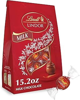 Lindt LINDOR Milk Chocolate Candy Truffles, Milk Chocolate with Melting Truffle Center, 15.2 oz. Bag