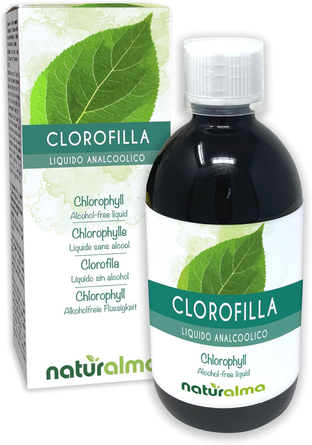Chlorophyll Naturalma - Alcohol-Free Liquid 500 ml - Food Supplement - Vegan and 100% Natural