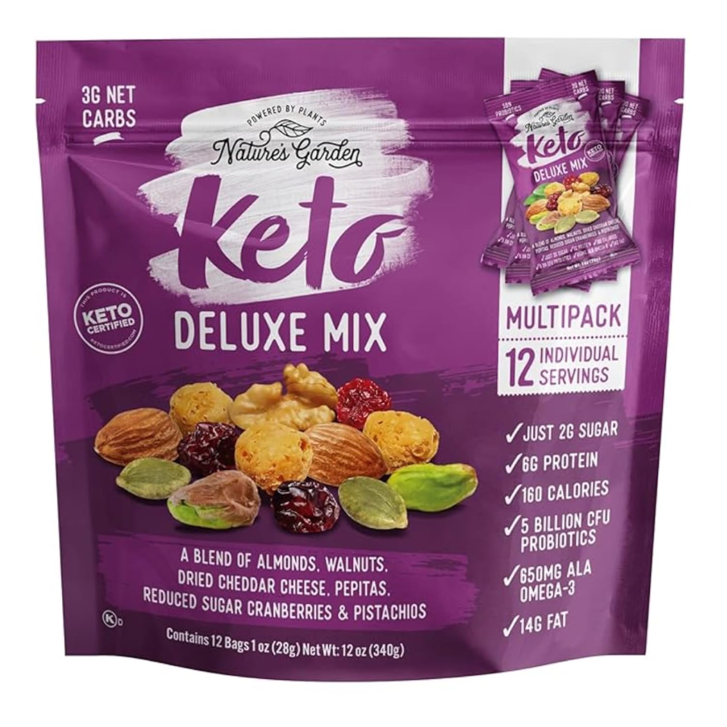 Nature's Garden Keto Deluxe Mix Delicious & Fresh Flavor Natural Friendly - Perfect Breakfast, 12 Ounce(1 Ounce x 12 Count)