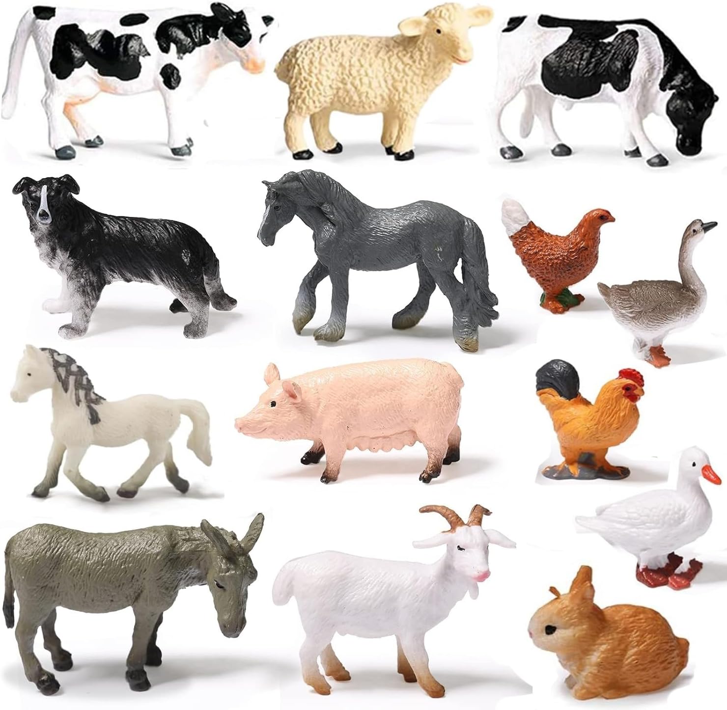 14Pcs Farm Animals Figures, 14Pcs Kids Farm Animal Toys, Mini Plastic Farm Animals Figures for Party, Educational Playset, Farm Yard Play Sets