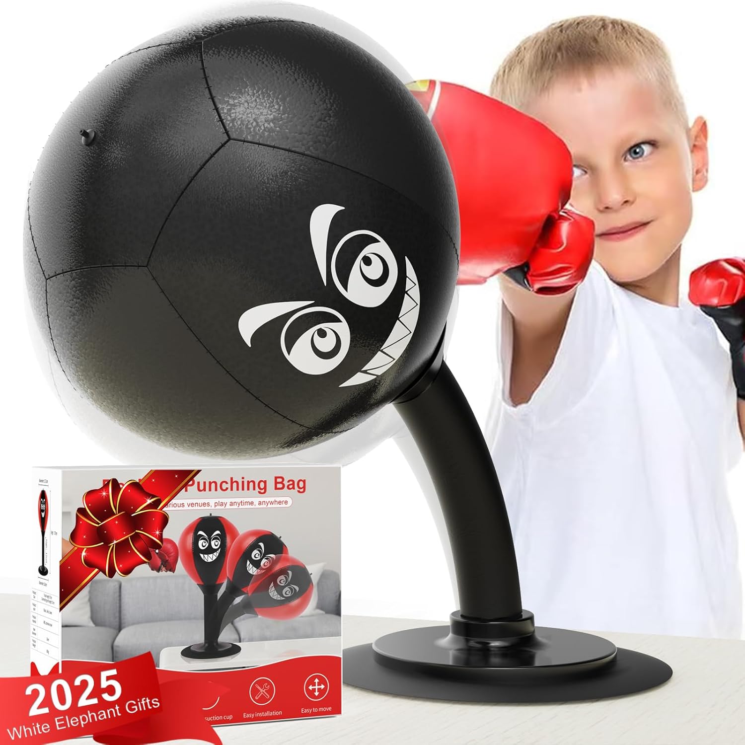 HZG Desktop Punching Bag, Stress Buster with Suction Cup for Office Table and Counters, Heavy Duty Stress Relief Ball, Desk Boxing Punch Ball, Funny Toys for Kids Coworkers and Friends