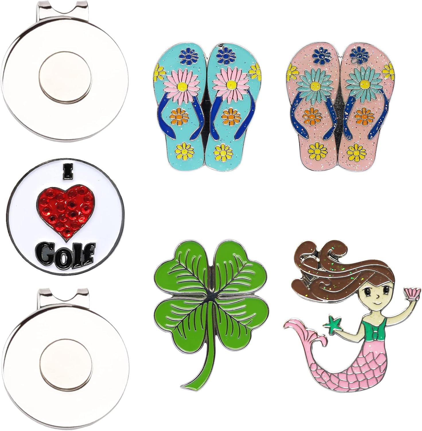 Eshan Golf Ball Markers Magnetic Hat Clips Set Golf Bag Accessories Gift for Men Women Golfer (Crystal Lady)