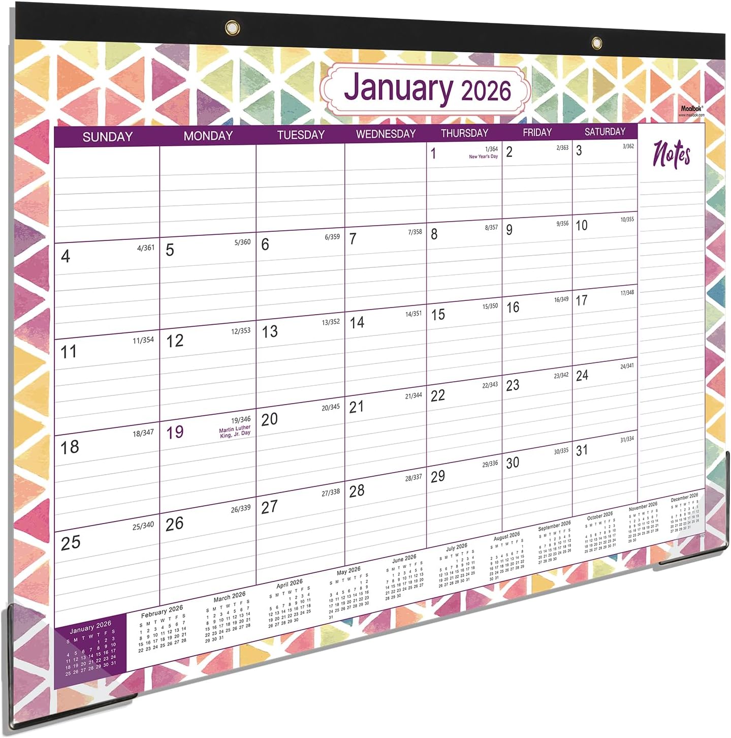 2026 Desk Calendar - January 2026 to December 2026 - Desk Calendar 2026 Large 17" x 12", Large Ruled Blocks, to-do List & Notes, Corner Protectors, Office Supplies Calendar for Planning