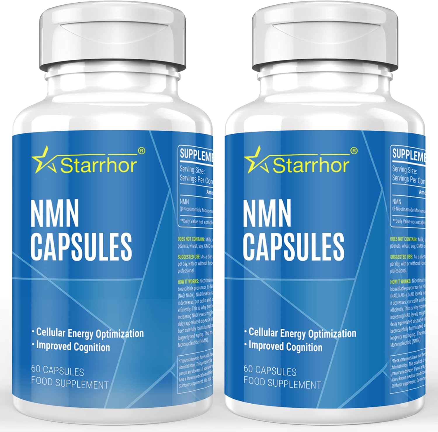 NAD+ Supplement 500mg Highest Strength Capsule, Energy Booster & Anti-Aging, Maximum Absorption, Vegan Friendly (60 Count (Pack of 2))