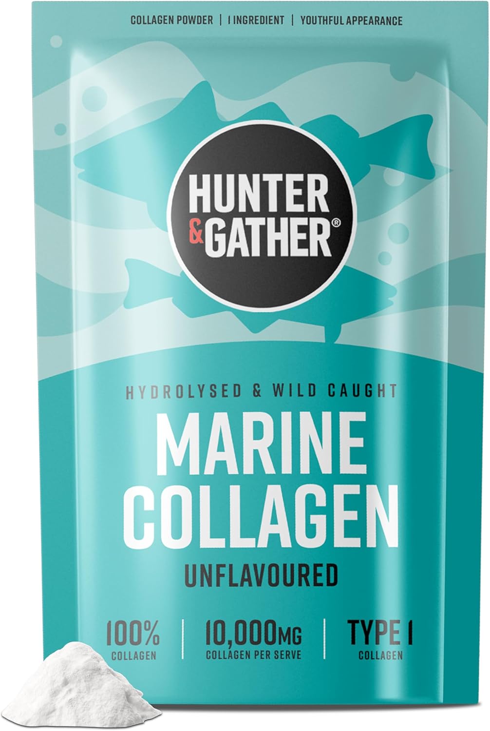 Hunter & Gather Marine Collagen Powder 300g | Pure Unflavoured Premium Hydrolysed Wild Caught Marine Collagen Peptides Powder for Hair Skin Nails Muscles | Collagen Supplements for Women and Men