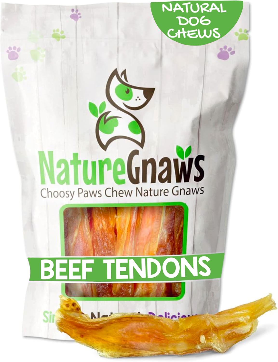 Nature Gnaws Beef Tendons for Dogs 4-5" (12 Count) - Mixed Thickness - Long Lasting for Small and Medium Dogs - Natural Beef Jerky Dog Chew Bones - Rawhide Free