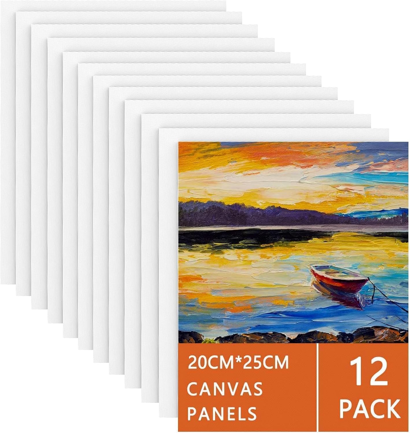 Koncci Canvas for Painting 20x25 cm-12 Packs 3 MM Blank Art Canvases Panels Pre-Stretched Canvas Board, Cotton Artist Canvas for Acrylic, Oil Painting Wet Art Media Art Projects Kids