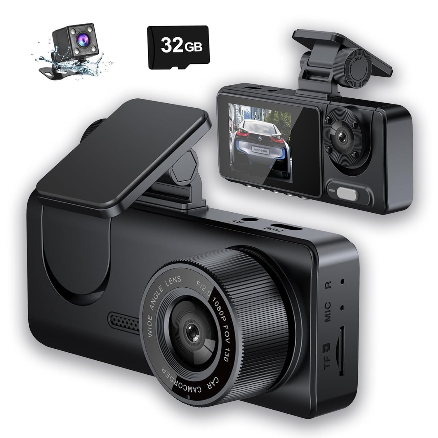 Dash Cam for Cars Front and Rear and SD Card, 4K+1080P Full HD In Car Camera Dual Lens Dashcam, Built-in WiFi Dash Camera, Dashcams with App, 170° Wide Angle, Night Vision, G-Sensor, Parking Monitor