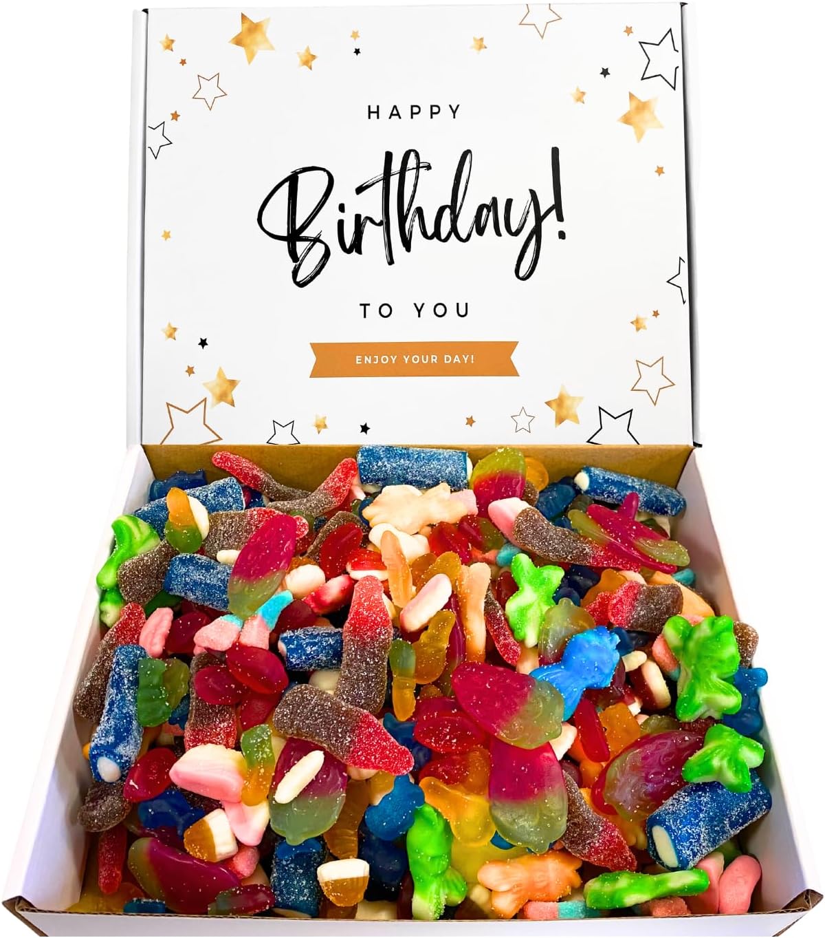 Happy Birthday Random Pick & Mix 1kg Hamper Gift Box For Women, Men & Kids - Sweetie Tooth