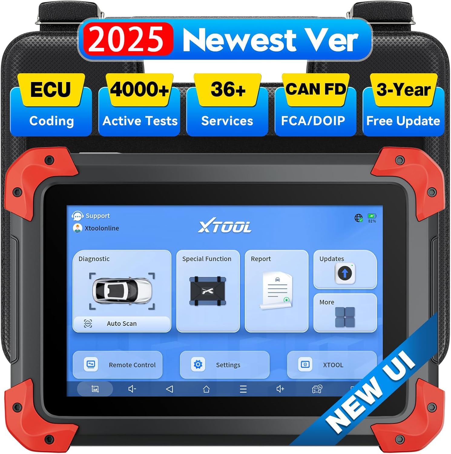 XTOOL D7 Car Diagnostic Tool, Bidirectional OBD2 Scanner with All System, Online/ECU Coding, 36+ Resets-Oil/EPB/SAS/DPF/Battery/Throttle, Live Data, FCA/DOIP/CAN FD, 3-Year Updates, Cover 10000+ Cars