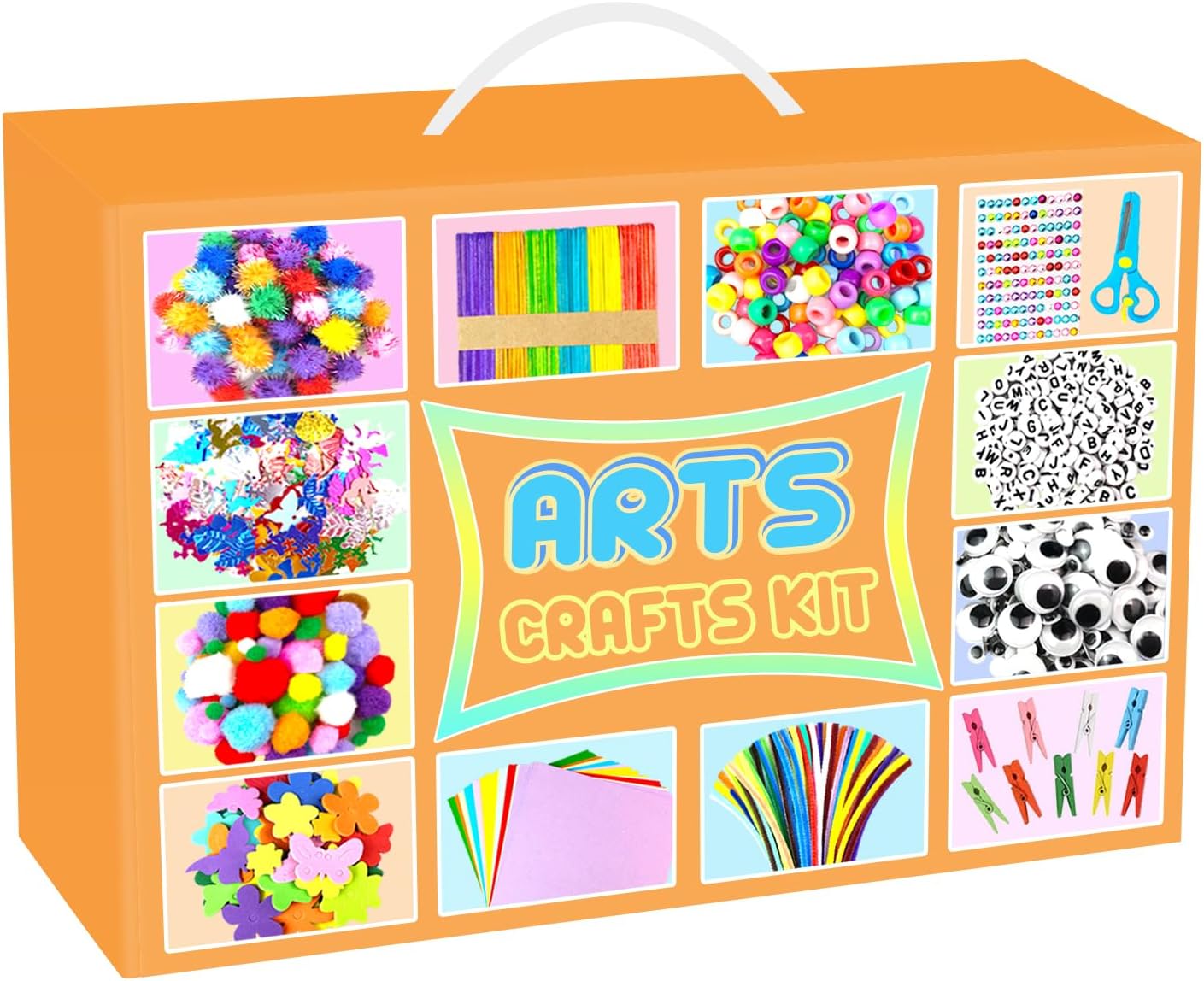 2000 PCS Craft Kits for Kids All-in-1 Arts and Crafts Supplies for kids with Pipe Cleaners Craft Box Craft Set DIY Crafting Supply School Supplies Toys Gifts for Girls Boys Ages 4-6, 6-8, 8-12, Orange