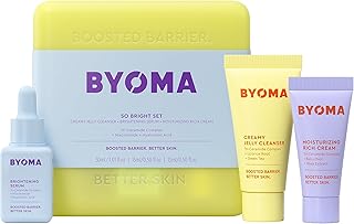 BYOMA So Bright Set - Barrier Repair Skincare Set for Brighter Skin - Creamy Jelly Cleanser, Brightening Face Serum & Ceramide Face Moisturizer - Alcohol Free Skin Care - 30ml, 15ml, 15ml