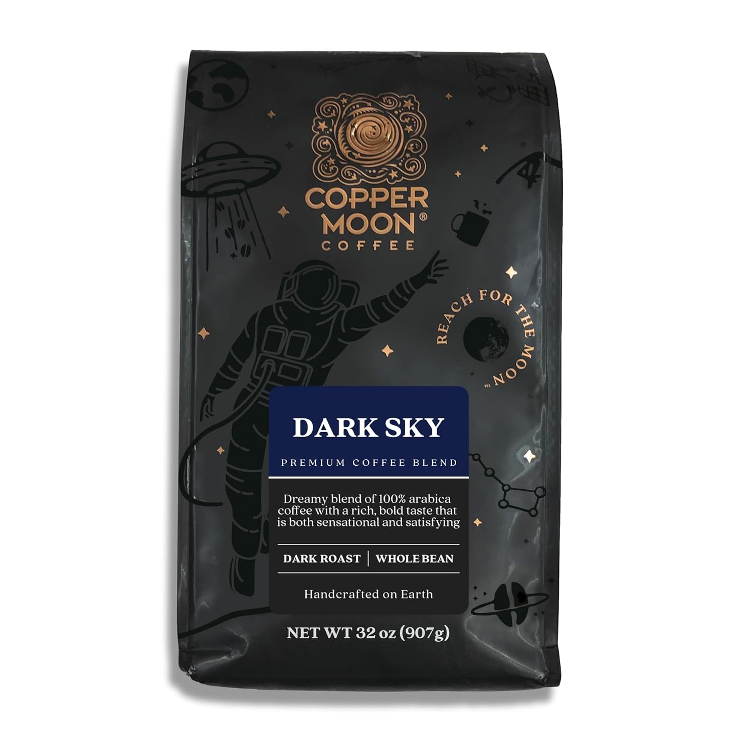 Copper Moon Dark Roast Whole Bean Coffee, Dark Sky Blend, 2 Lb