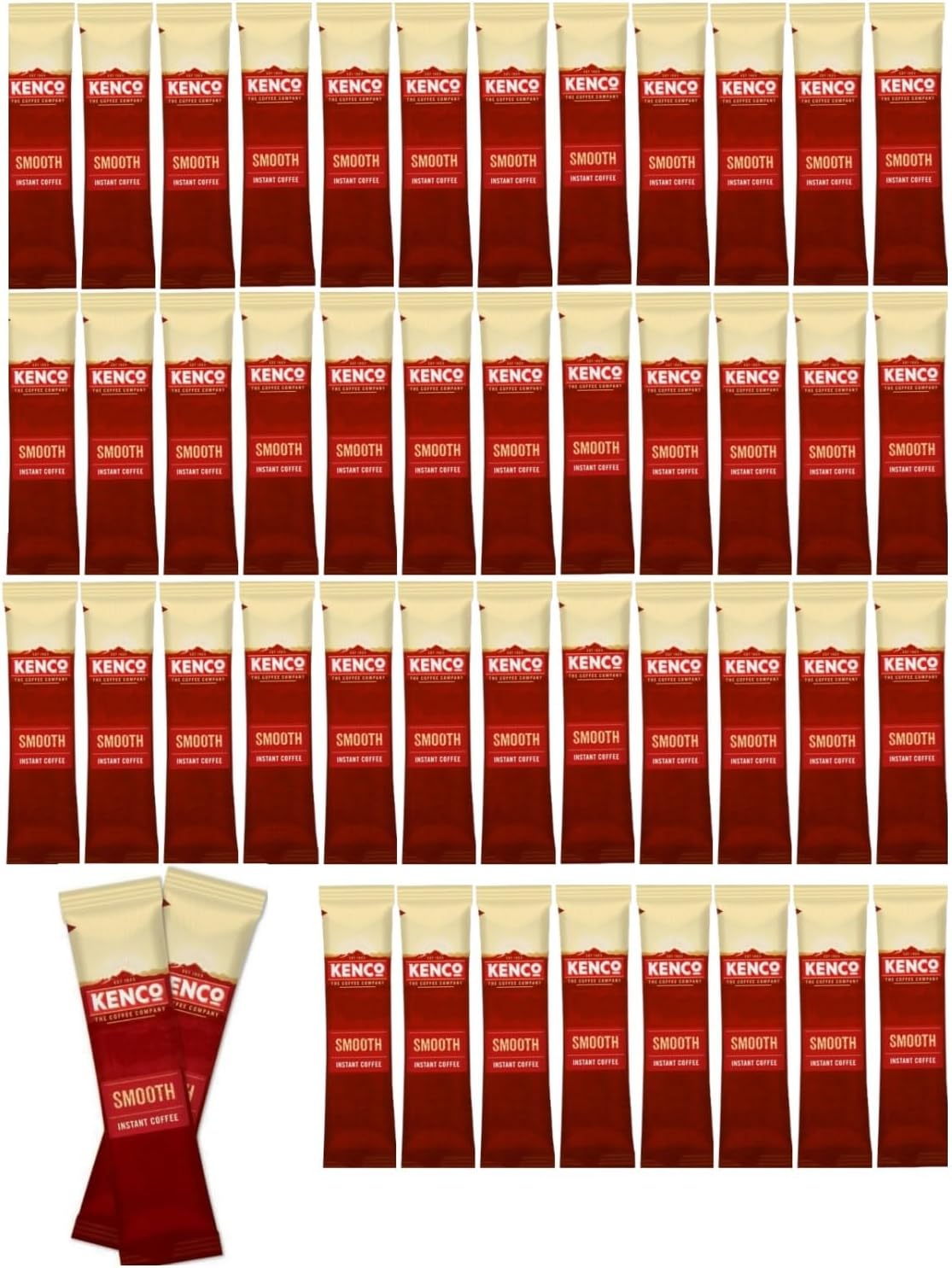 50x Kenco Smooth Instant Coffee Sachets, Each Stick 1.8g (SOLD LOOSE)