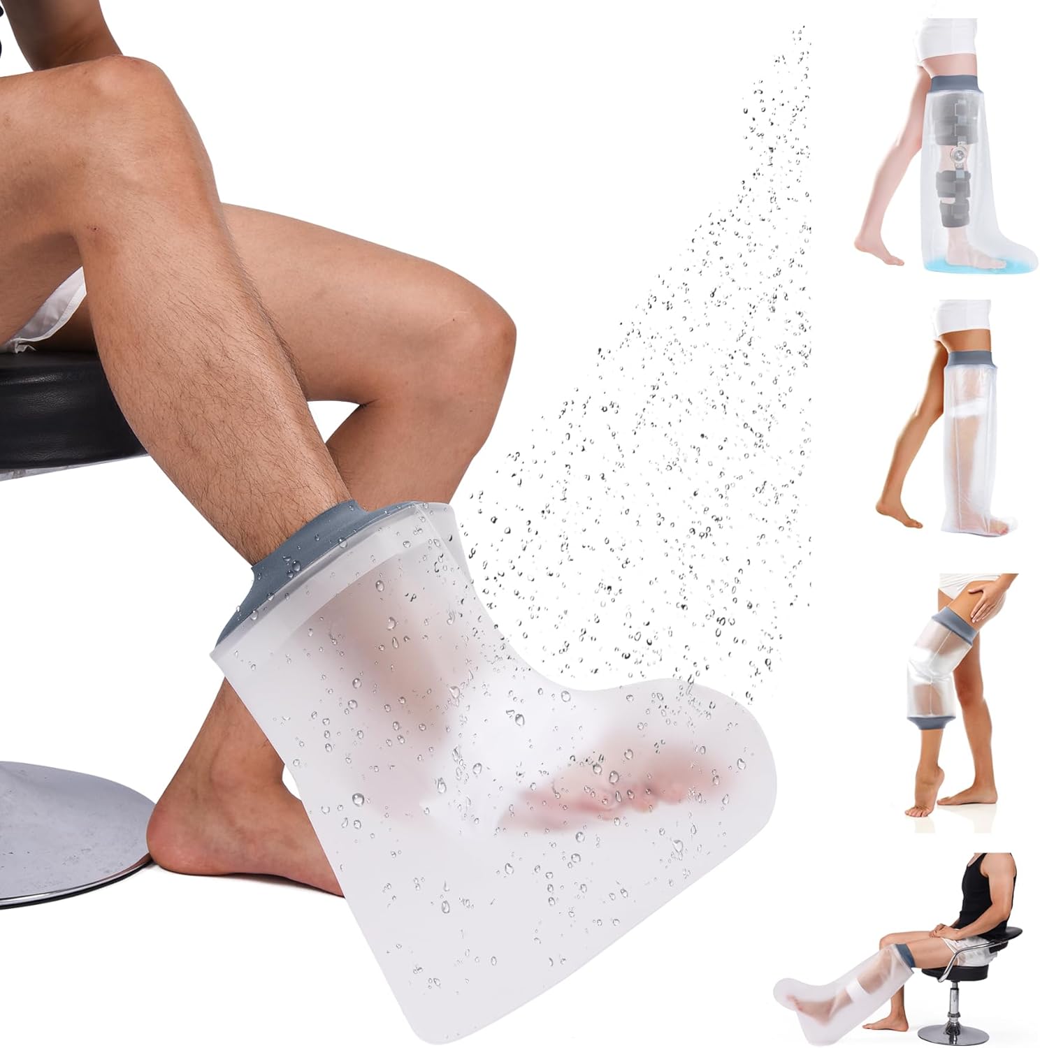COMFYTHERA Waterproof Foot Cast Cover for Shower Ankle Wound Protector Bath Adult Watertight Cast Bag Showering for Surgery Foot, Ankle, Burns Reusable