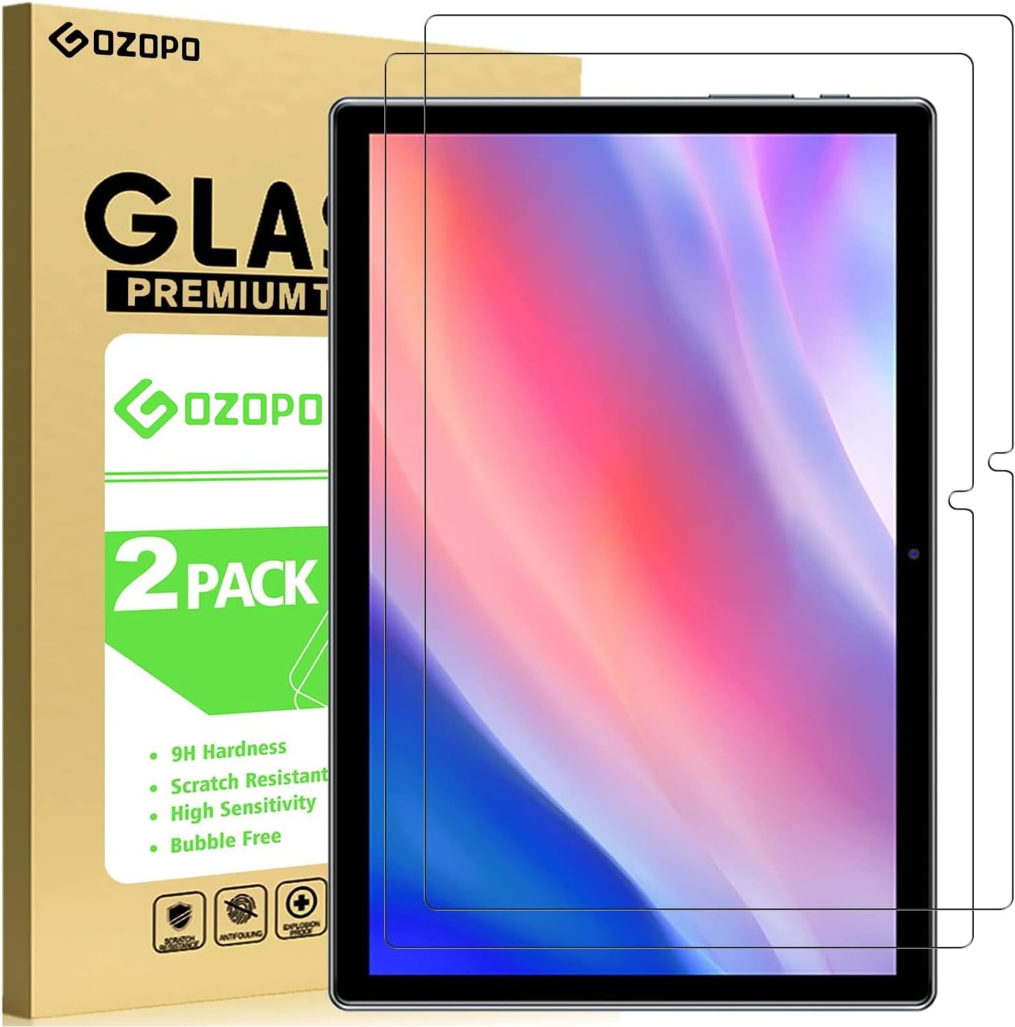 GOZOPO Screen Protector for Teclast P20HD/ Teclast P20S/ Teclast M40 10.1 inch tablet, [Scratch Resistant ] Tempered Glass Film for Teclast M40S/ M40 Pro