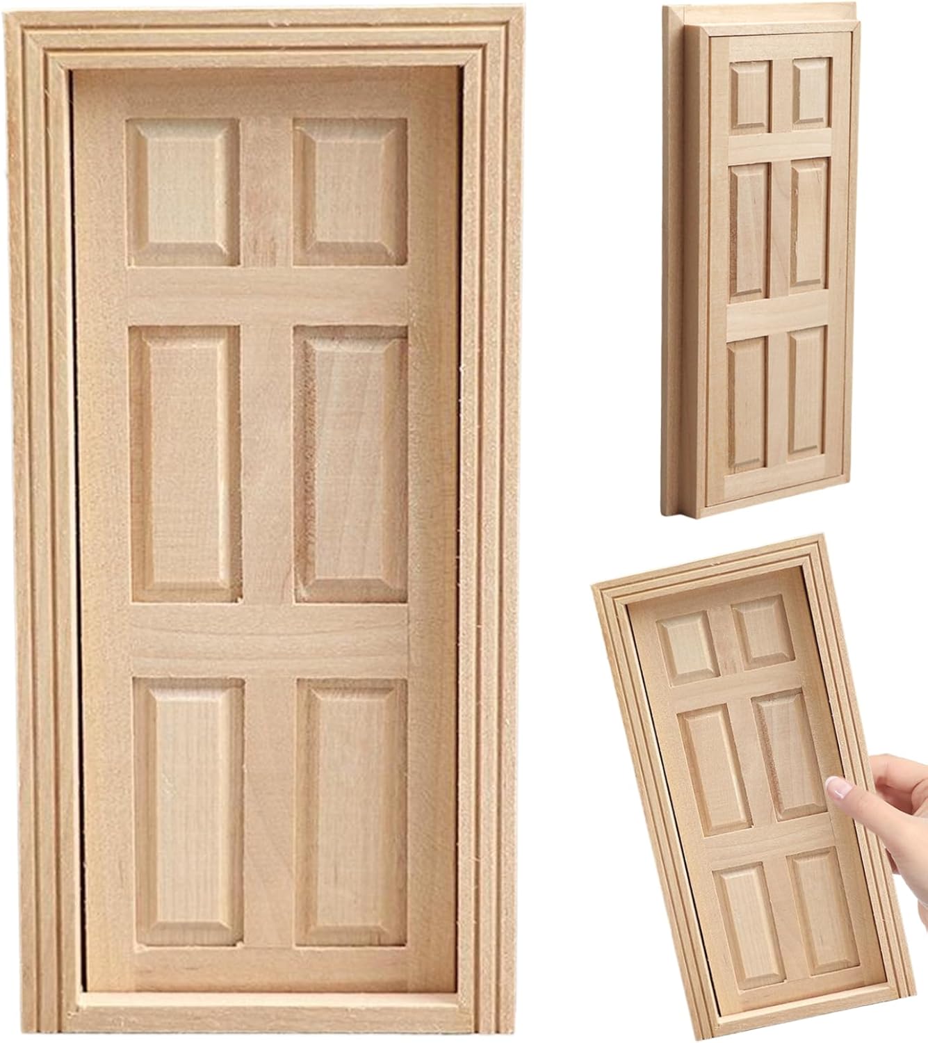 Csafyrt 1 12 Scale Dollhouse Accessories, Birch Mini Dollhouse Accessories Door, DIY Miniature for Decoration, Gift for Lovers