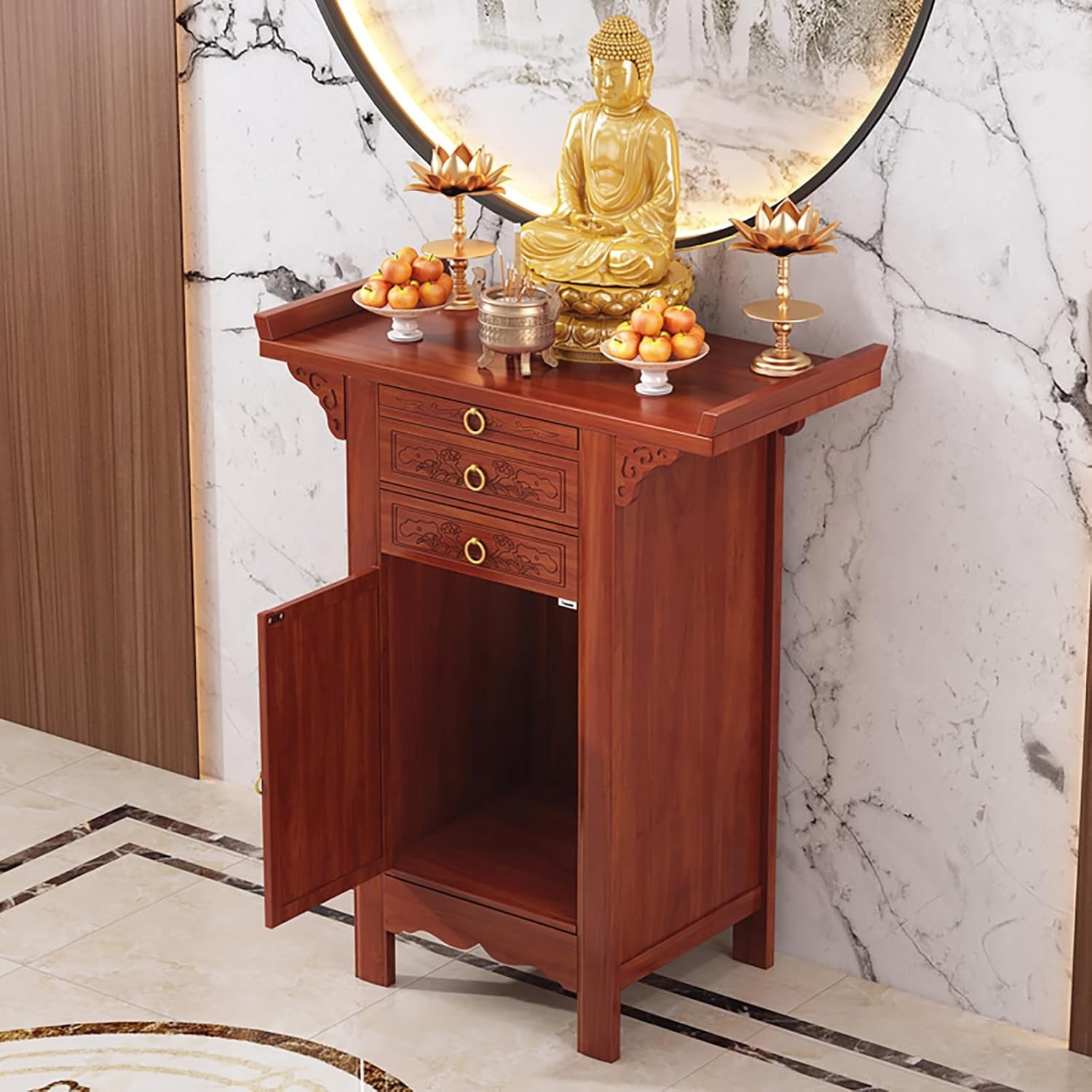 LLYLAFDC Buddha Altar Shelf Shrine, Special Table Supplies Placement Counter Fengshui Statue Display Cabinet,for God Of Wealth(88cm)