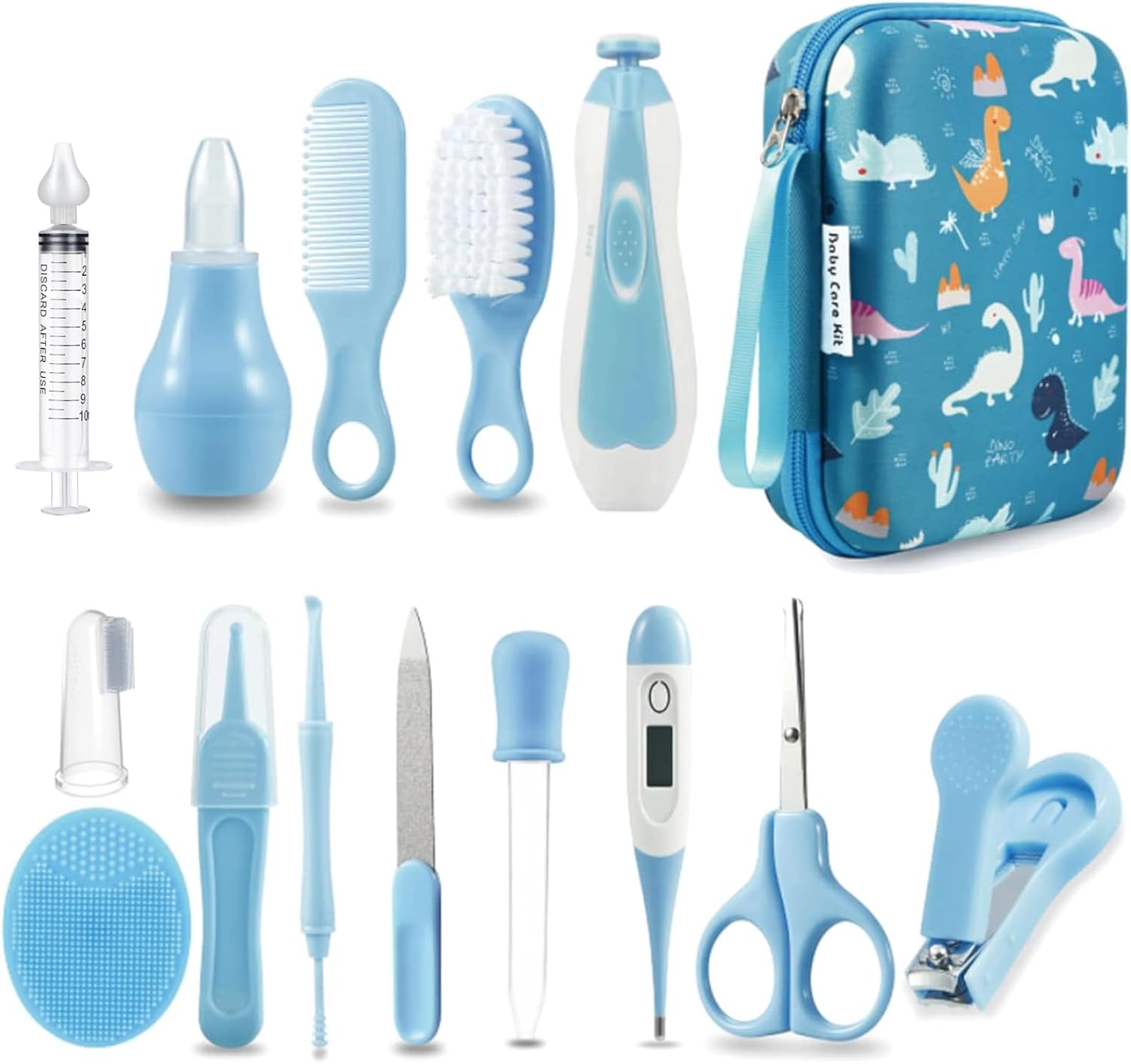 PandaEar Baby Healthcare and Grooming Kit, Baby Nursery Health Care Set, Electric Safety Nail Trimmer Newborn Essentials Kit for Infant Toddlers Kids (19 in 1, Blue)