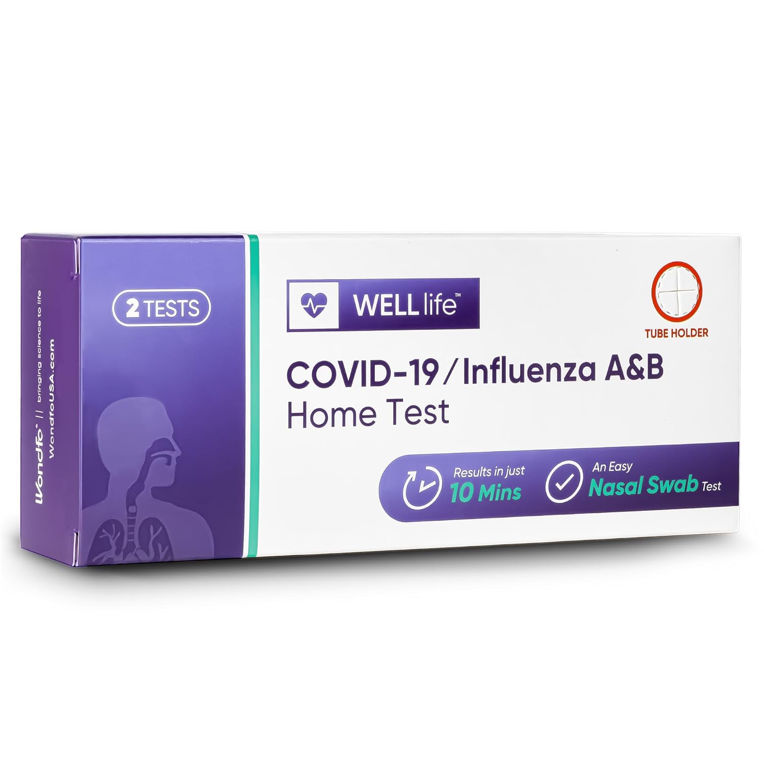 WELLlife COVID-19 / Flu A&B Home Test, Covid Home Test - 1 Pack, 2 Tests Covid Flu Combo Test Kit 3-in-1 FDA Authorised with 10 Minutes Flu Home Tests