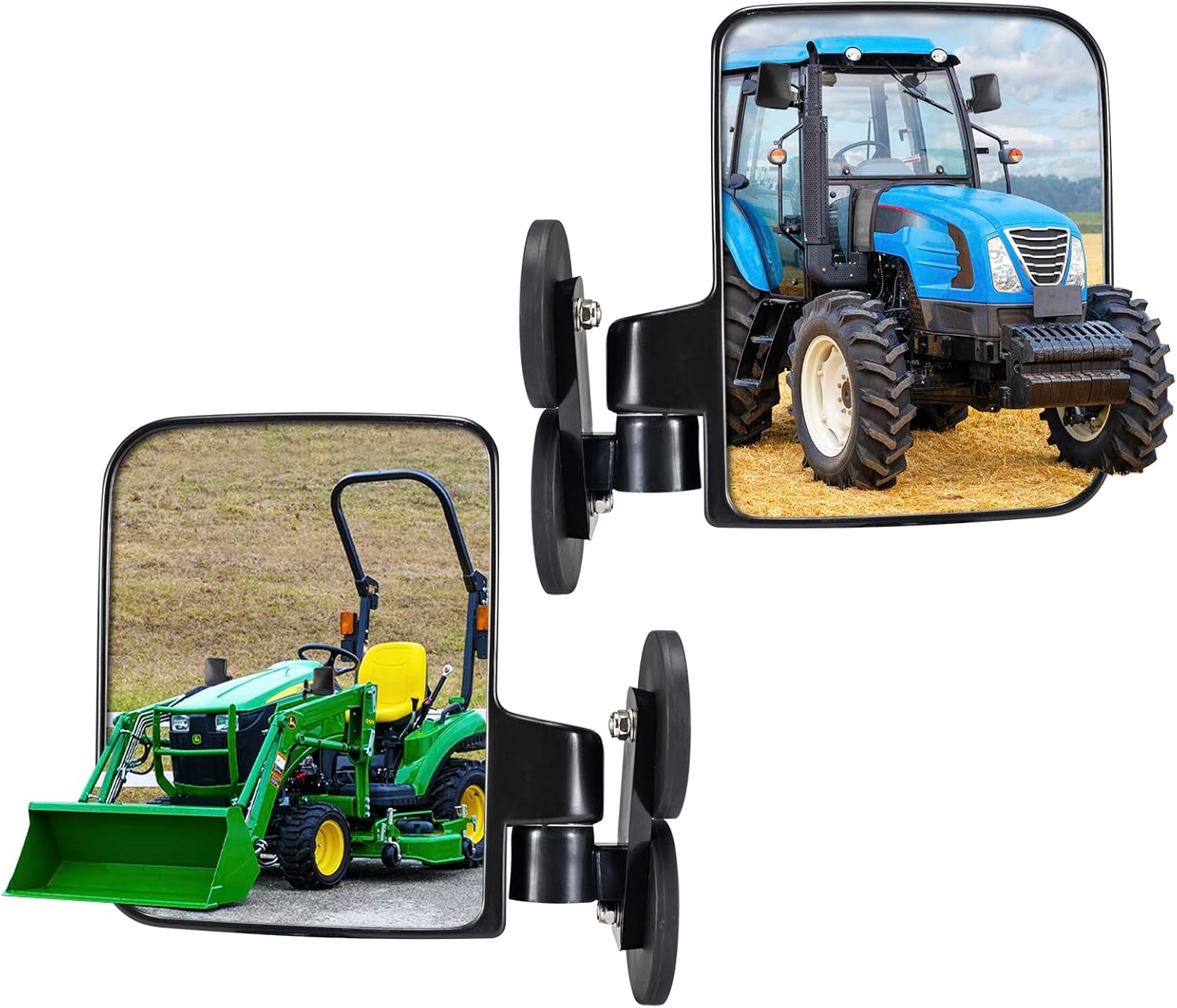 Tractor Side Rearview Mirrors with Strong Magnetic Base 2.6" Large Mirror Compatiable with John Deere Kubota B BX Mahindra,Widely used with UTVs, Dozer, Lift Truck, Lawn Mower, Golf Carts, Forklift.