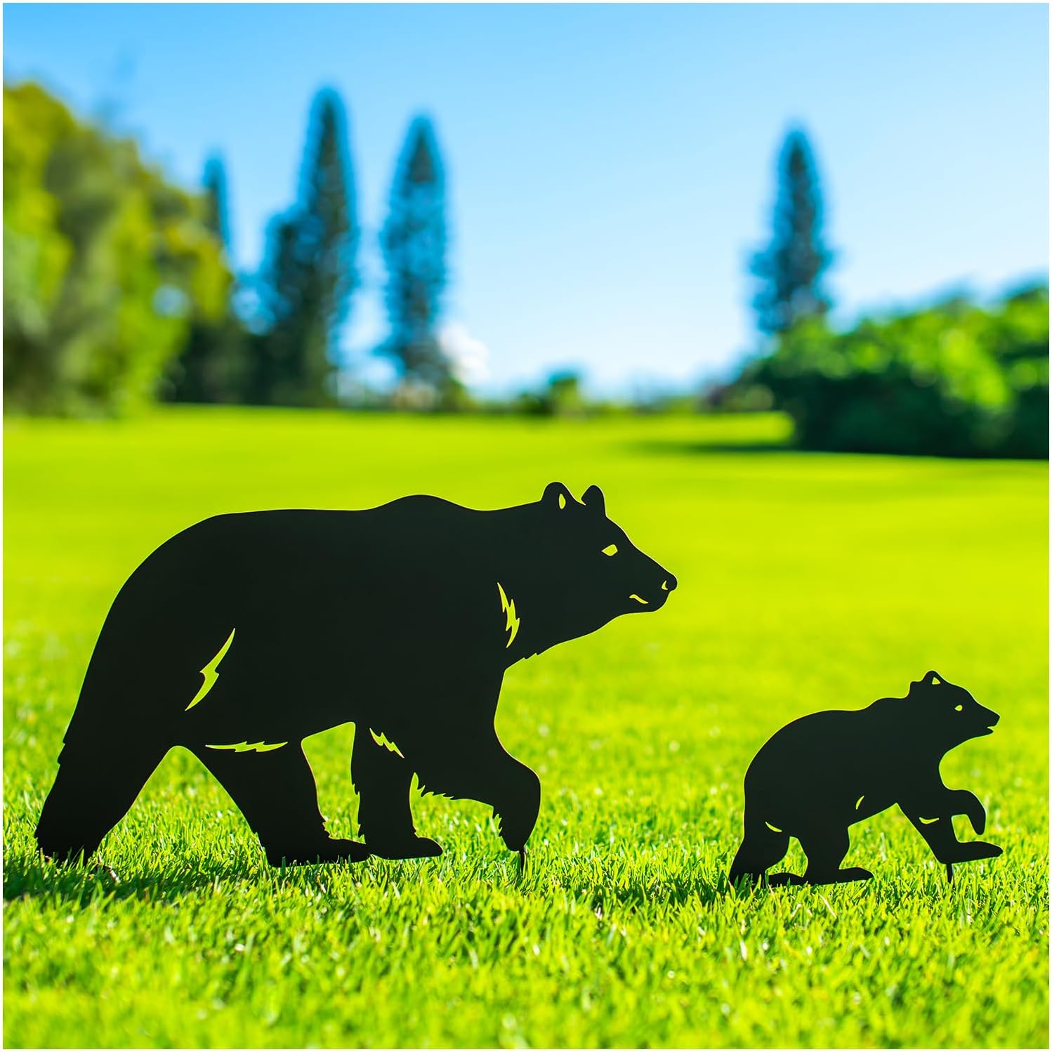 Bear Metal Garden Stakes Decorative Bear Gifts for Women/Men Bear Lovers Gifts,Black Bear Silhouette Statues for Yard Art,Outdoor Decor,Outside,Patio,Lawn Ornaments,Garden Decorations