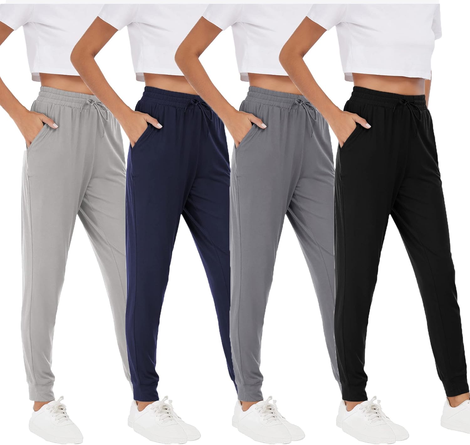 Womens Joggers with Pockets & Drawstring-Sweatpants for Women Workout Running Yoga Lounge Pants