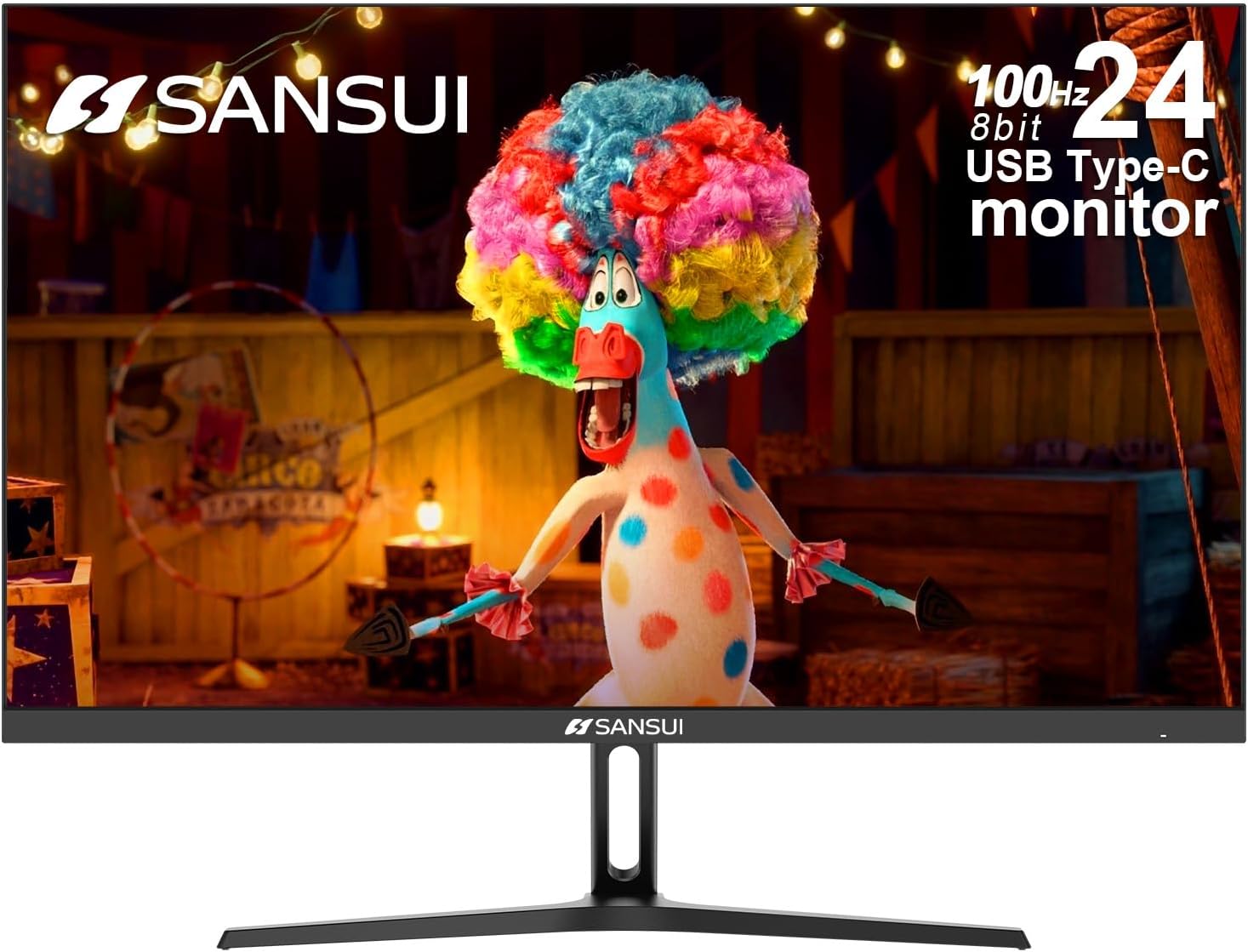 SANSUI Monitor 24 inch 100Hz USB Type-C Computer Monitor丨FHD 1080P PC Monitor丨HDMI丨FreeSync丨HDR丨Earphone Jack丨 Ergonomic Tilt for Home and Office