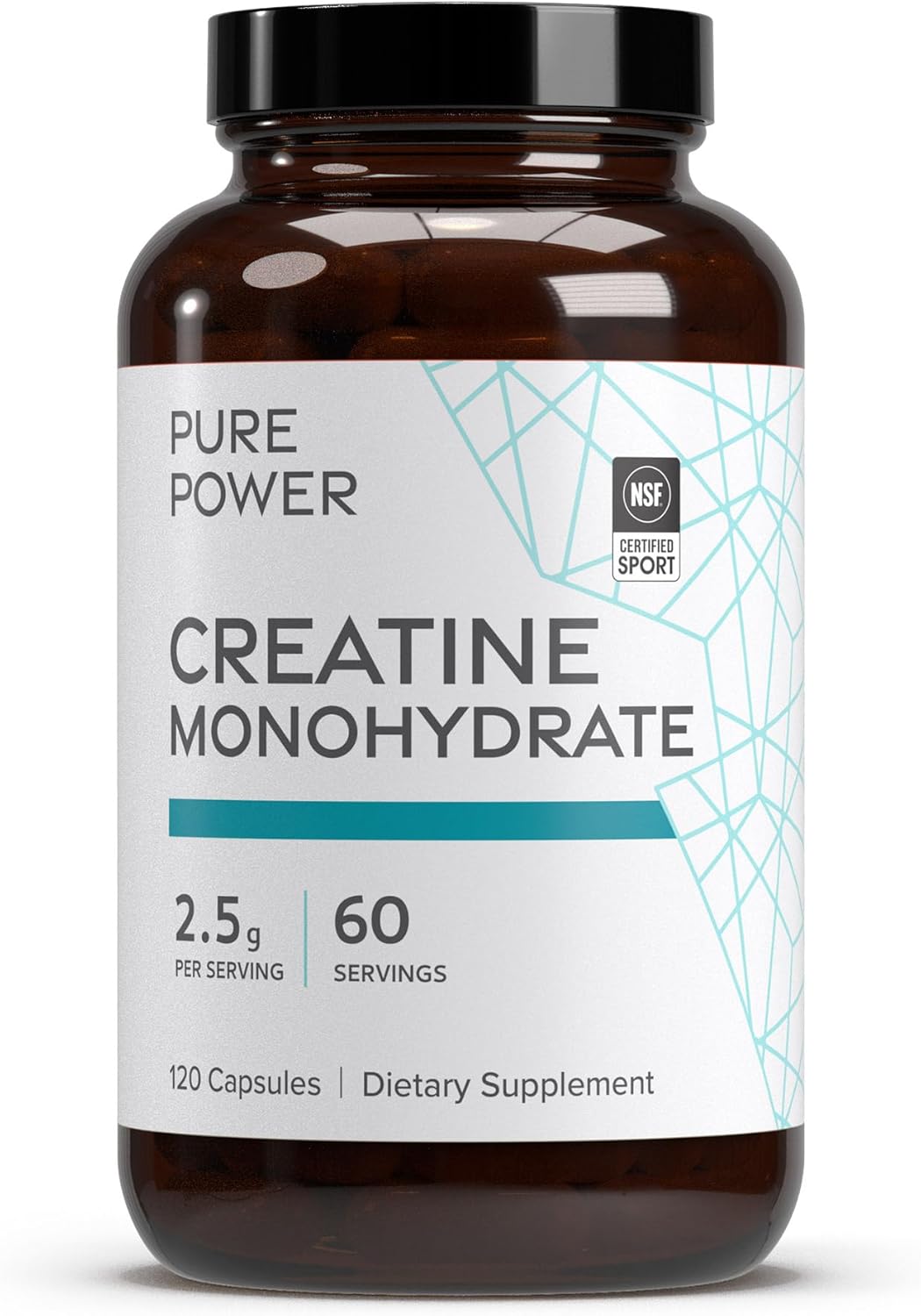 Dr. Mercola Pure Power Creatine Monohydrate, 60 Servings (120 Capsules) 2.5g Per Serving, Dietary Supplement, Strength and Energy, Non-GMO, NSF Certified for Sport